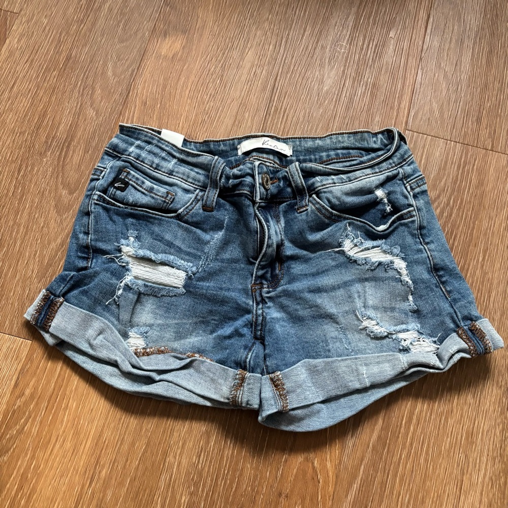 KanCan Denim Distressed Cuffed Women's Micro Shorts W26
